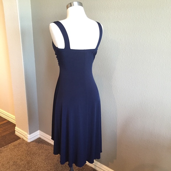 Y2K V-Neck High-Low Dirty Dancing Homecoming Navy Petite Dress Size 4P - Picture 2 of 4